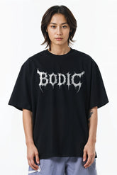 Bodic Design Graphic Printed Oversized Drop Shoulder Sleeves T shirt