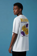 Bloom with Grace Floral Design Graphic Printed Oversized Drop Shoulder Sleeves Tshirt