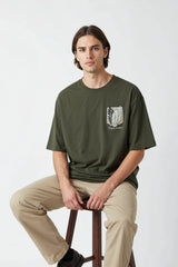 Attak of Titan Scout Regiment Design Graphic Printed Oversized Drop Shoulder Sleeves T shirt