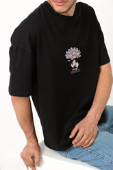 MIckey mouse Graphic Printed Oversized Drop Shoulder Sleeves T shirt