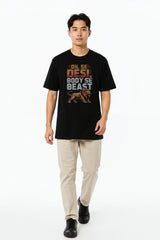 Bodic Men's Dil Se Desi Body se Beast Graphic Printed Oversized T shirt