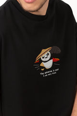 kunfu Panda Graphic Printed Oversized Drop Shoulder Sleeves T shirt
