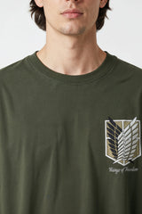 Attak of Titan Scout Regiment Design  Graphic Printed Oversized Drop Shoulder Sleeves T shirt