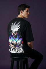 Kakashi The Copy Ninja Design 	Graphic Printed Oversized Drop Shoulder Sleeves Tshirt
