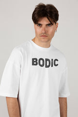 Bodic Break Through The Odinary Design Graphic Printed Oversized Drop Shoulder Sleeves T shirt