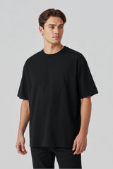 Bodic Solid Black& Burgundy	 Oversized Drop Shoulder Sleeves  T-shirt