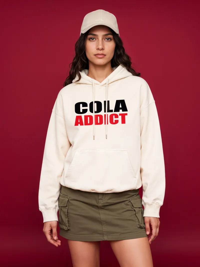 BODIC Cola Addict Graphic Oversized Hoodie – Off White | 430 GSM Heavyweight