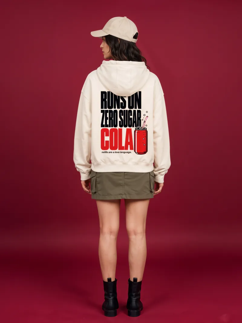 BODIC Cola Addict Graphic Oversized Hoodie – Off White | 430 GSM Heavyweight