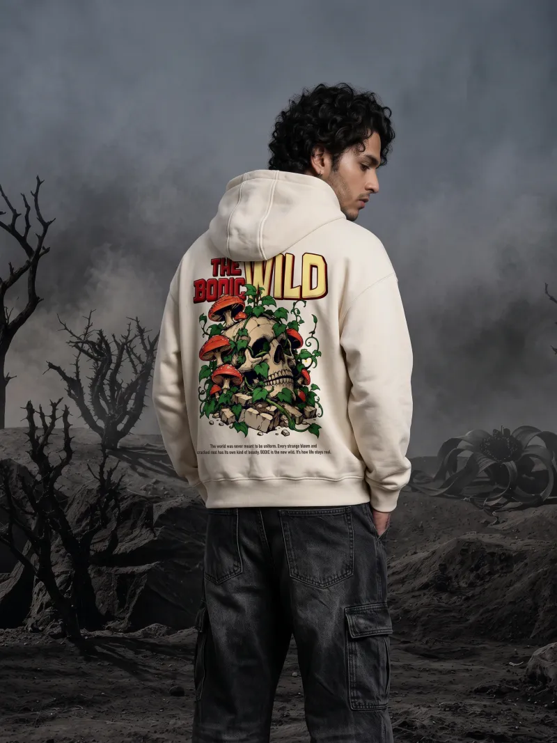 BODIC The Wild Graphic Boxy Fit Hoodie – Off White | Heavyweight Streetwear