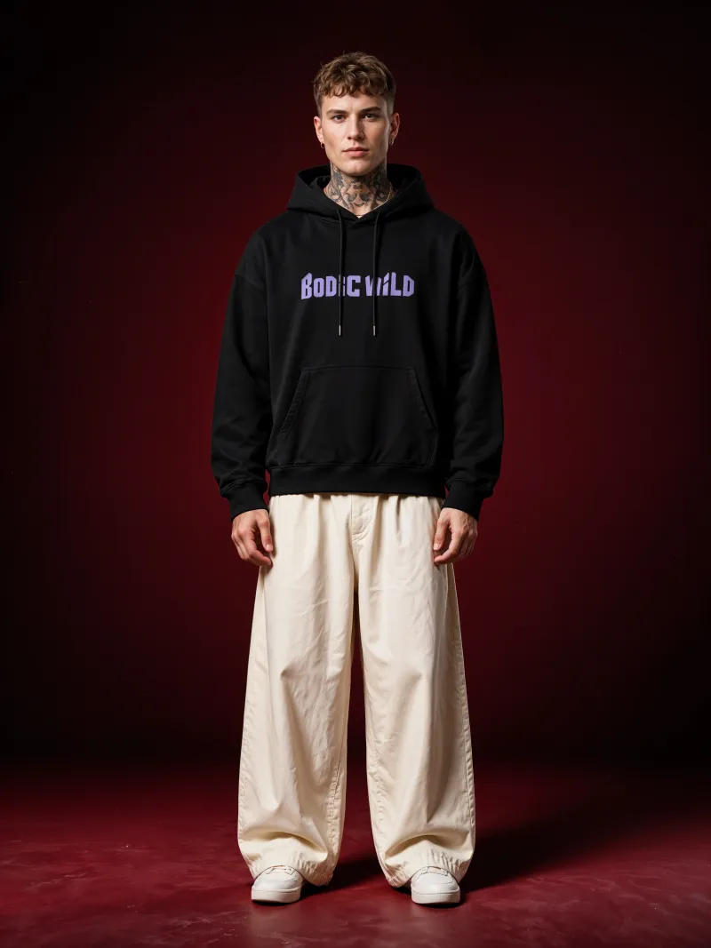 BODIC WILD Graphic Oversized Hoodie – Black | 420 GSM Heavyweight
