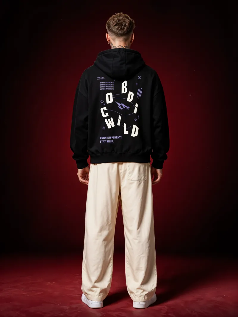 BODIC WILD Graphic Oversized Hoodie – Black | 420 GSM Heavyweight