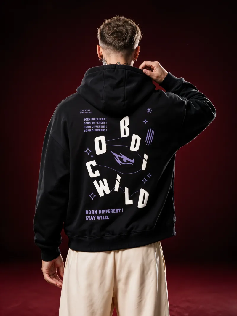 BODIC WILD Graphic Oversized Hoodie – Black | 420 GSM Heavyweight