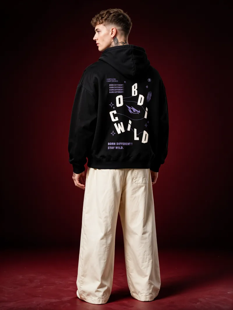 BODIC WILD Graphic Oversized Hoodie – Black | 420 GSM Heavyweight
