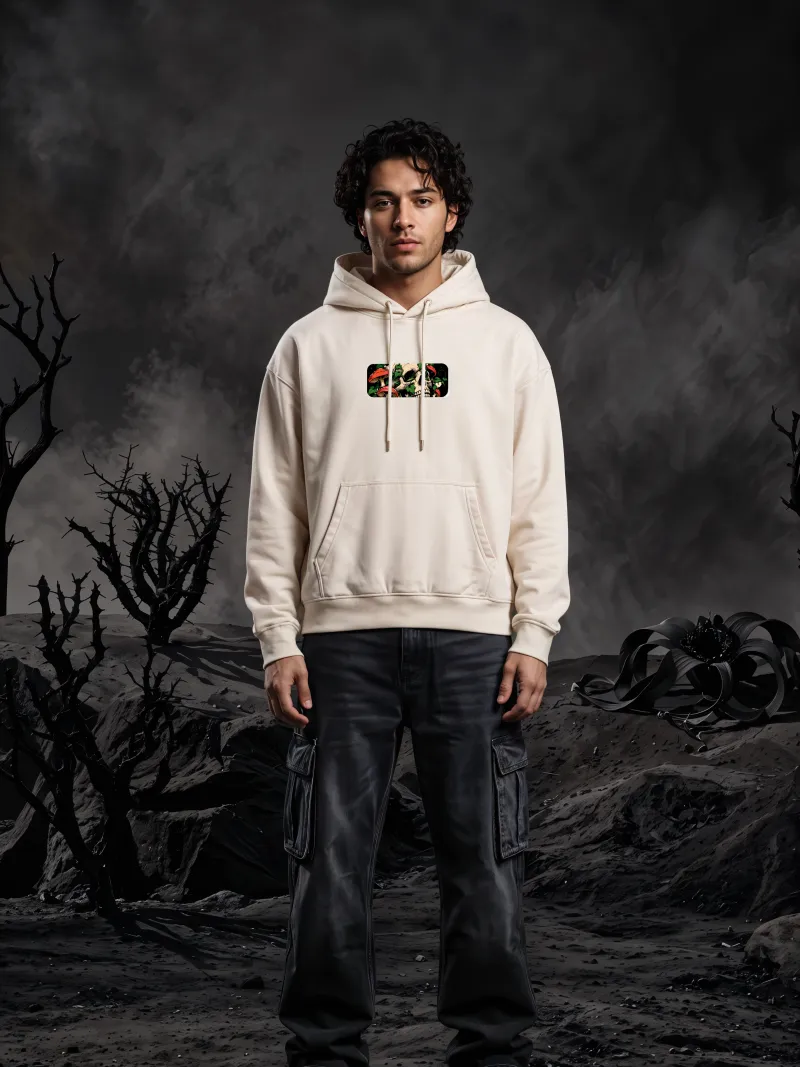 BODIC The Wild Graphic Boxy Fit Hoodie – Off White | Heavyweight Streetwear