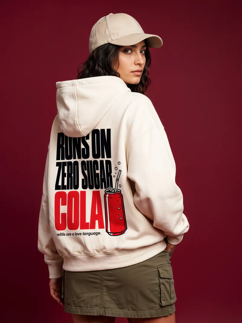BODIC Cola Addict Graphic Oversized Hoodie – Off White | 430 GSM Heavyweight