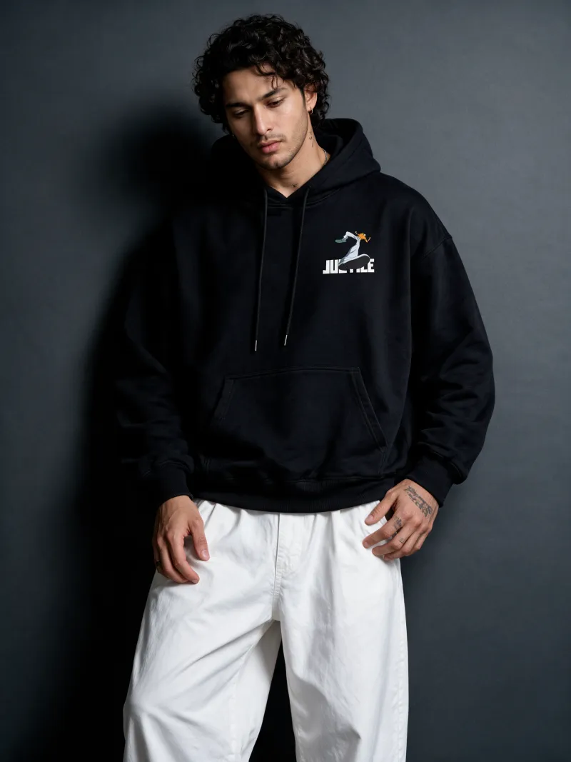 BODIC Fist of Justice Graphic Oversized Hoodie – Black | 420 GSM Heavyweight