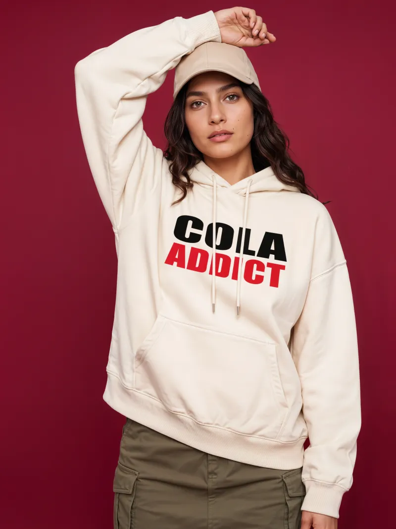 BODIC Cola Addict Graphic Oversized Hoodie – Off White | 430 GSM Heavyweight