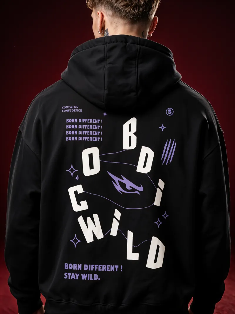 BODIC WILD Graphic Oversized Hoodie – Black | 420 GSM Heavyweight