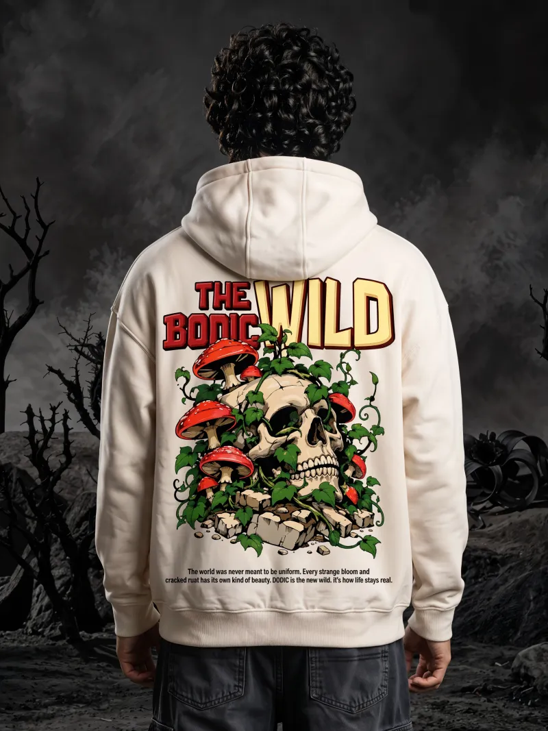 BODIC The Wild Graphic Boxy Fit Hoodie – Off White | Heavyweight Streetwear