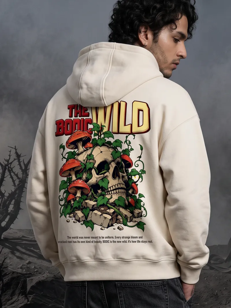 BODIC The Wild Graphic Boxy Fit Hoodie – Off White | Heavyweight Streetwear