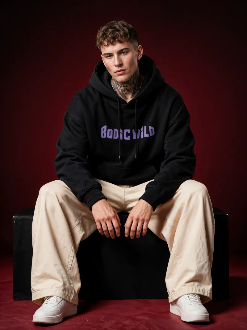 BODIC WILD Graphic Oversized Hoodie – Black | 420 GSM Heavyweight